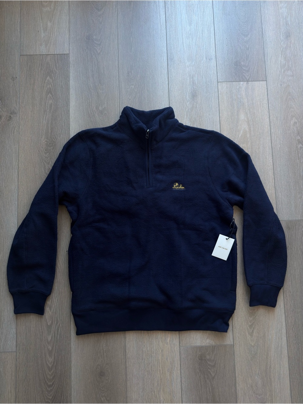 Aime Leon Dore Navy Quarter-Zip Pullover with Gold Logo